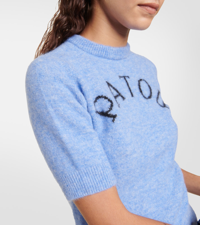 Shop Patou Logo Jacquard Alpaca-blend Sweater In Blue