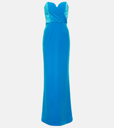 Shop Rebecca Vallance Bernadette Velvet Gown In Blue