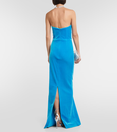 Shop Rebecca Vallance Bernadette Velvet Gown In Blue