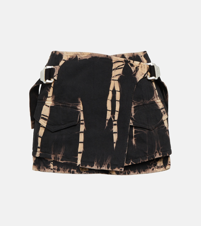 Shop Dion Lee Tie-dye Denim Wrap Miniskirt In Multicoloured
