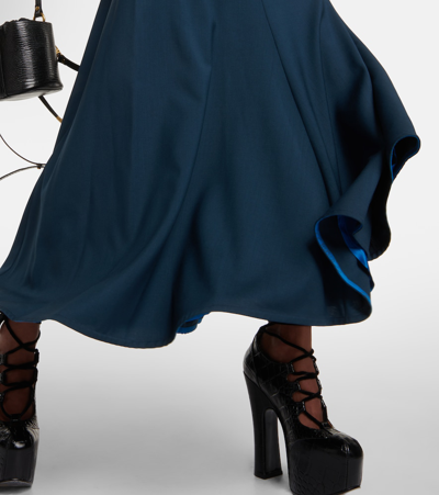 Shop Vivienne Westwood Virgin Wool Midi Skirt In Blue