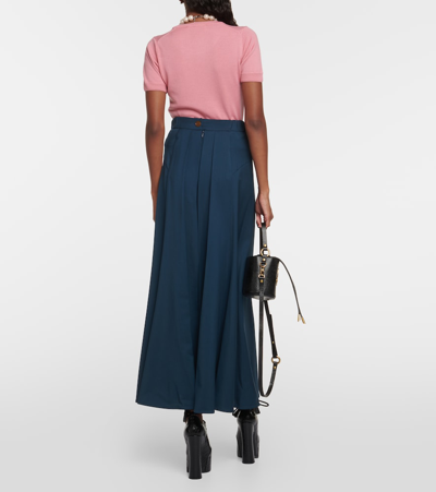 Shop Vivienne Westwood Virgin Wool Midi Skirt In Blue