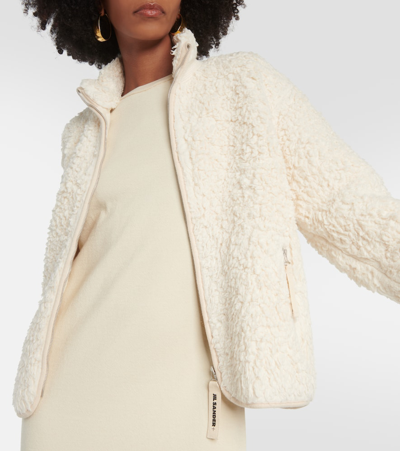 Shop Jil Sander Faux Fur-trimmed Cotton Jacket In White