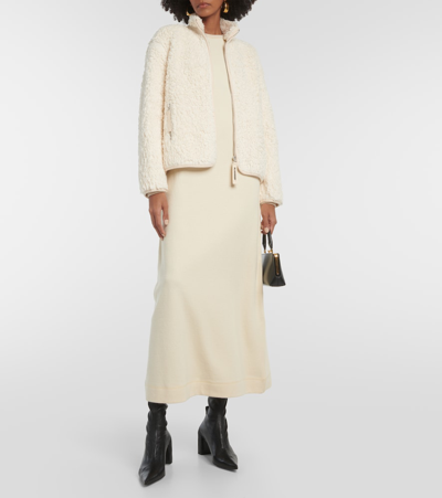 Jil Sander Faux Shearling Zip-front Jacket In White