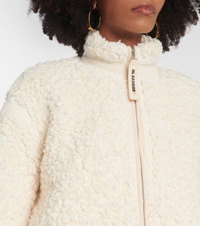 Jil Sander Faux Shearling Zip-front Jacket In White