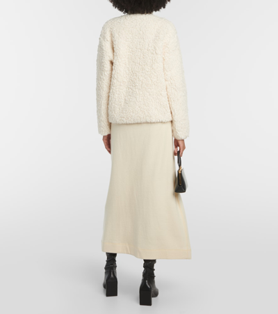 Shop Jil Sander Faux Fur-trimmed Cotton Jacket In White