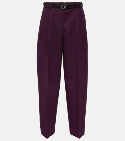 Shop Jil Sander High-rise Wool Straight Pants In Red