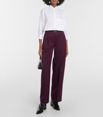 Shop Jil Sander High-rise Wool Straight Pants In Red