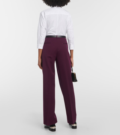 Shop Jil Sander High-rise Wool Straight Pants In Red