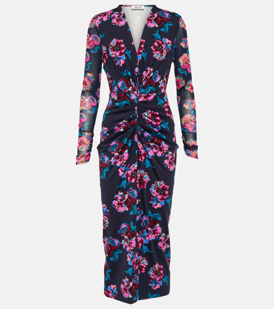 Shop Diane Von Furstenberg Hades Printed Jersey Midi Dress In Multicoloured