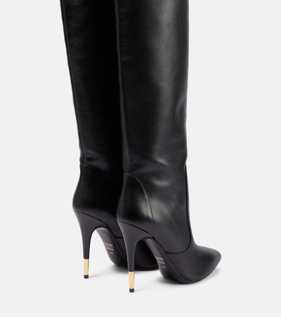 Shop Tom Ford Embellished Leather Over-the-knee Boots In Black