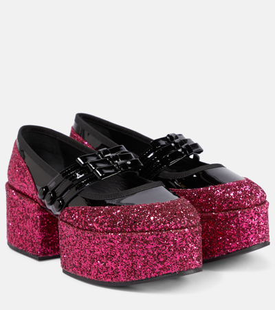 Noir Kei Ninomiya Glitter-embellished Loafers In Black