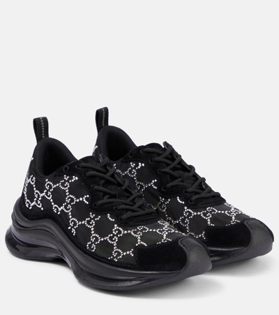 Shop Gucci Run Gg Embellished Sneakers In Black