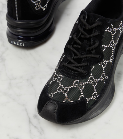 Shop Gucci Run Gg Embellished Sneakers In Black