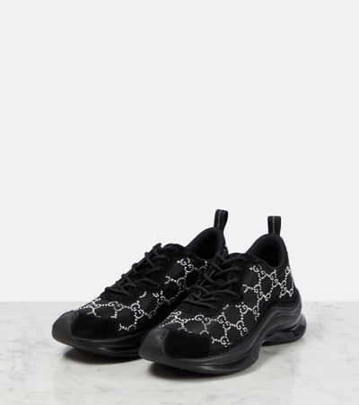 Shop Gucci Run Gg Embellished Sneakers In Black