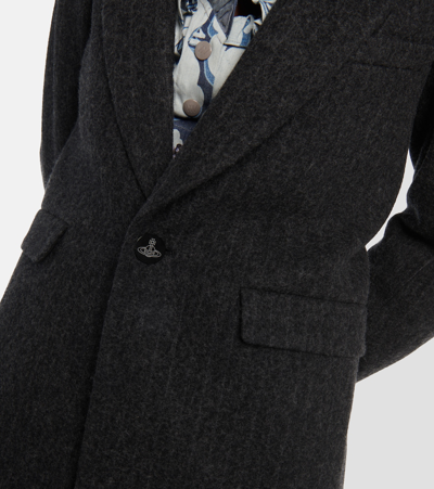 Shop Vivienne Westwood Chalk Stripe Wool-blend Coat In Black