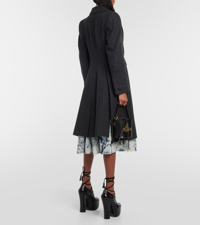 Shop Vivienne Westwood Chalk Stripe Wool-blend Coat In Black