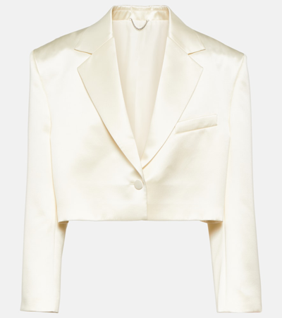 Magda Butrym Cropped Silk-wool Blazer In White