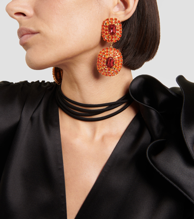 Shop Magda Butrym Embellished Drop Earrings In Orange