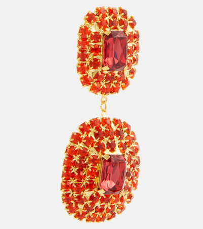 Shop Magda Butrym Embellished Drop Earrings In Orange