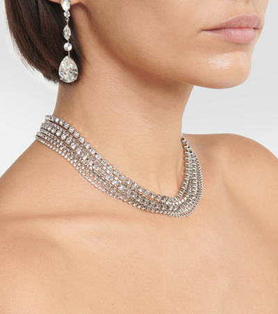 Shop Jennifer Behr Callaway Crystal-embellished Necklace In Silver