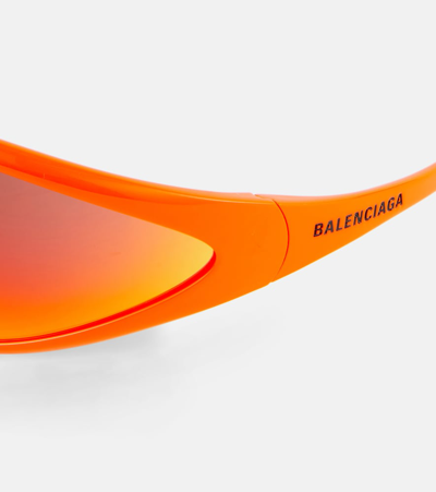 Shop Balenciaga 90s Oval Sunglasses In Orange