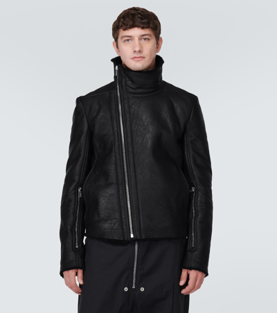 Shop Rick Owens Bauhaus Shearling Jacket In Black