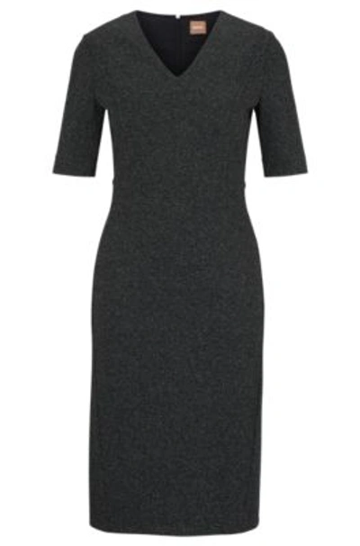 Shop Hugo Boss Extra-slim-fit Dress With Woven Structure In Patterned