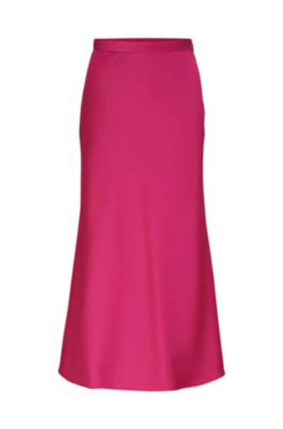 Shop Hugo Boss Longline Slim-fit Pencil Skirt In Heavy Satin In Pink