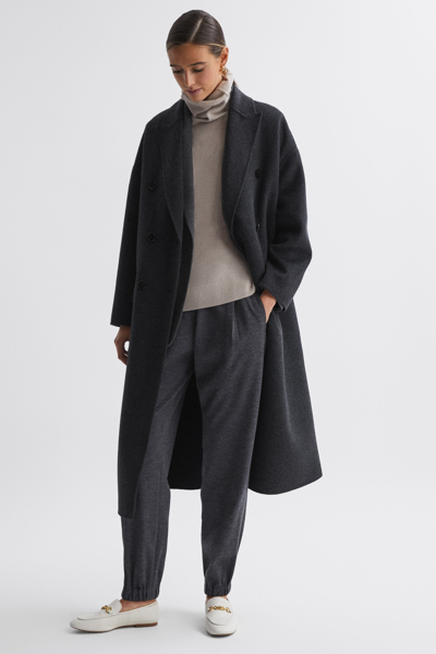 Shop Reiss Layah - Charcoal Relaxed Wool Blend Double Breasted Coat, Us 8