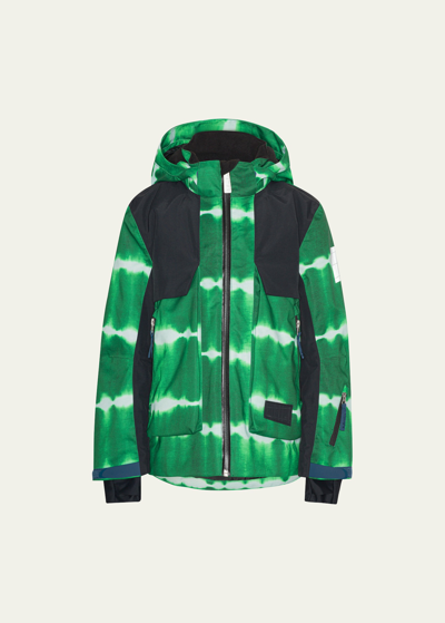 Shop Molo Kid's Alpine Happy Face Printed Jacket In Tie Dye Green