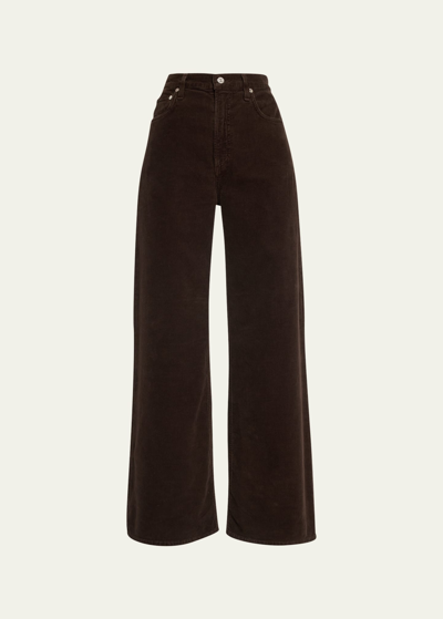 Shop Citizens Of Humanity Paloma Baggy Wide-leg Corduroy Pants In Wood Dk Brown