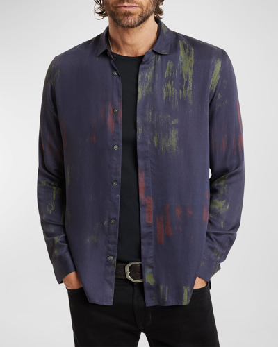 Shop John Varvatos Men's Rodney Abstract Shadow-print Sport Shirt In Twilight Blue