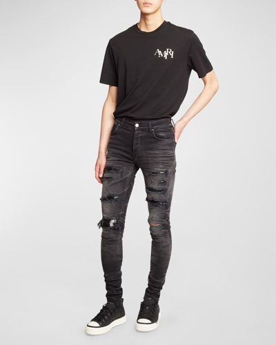 Shop Amiri Men's Sequin Thrasher Skinny Jeans In Faded Blac