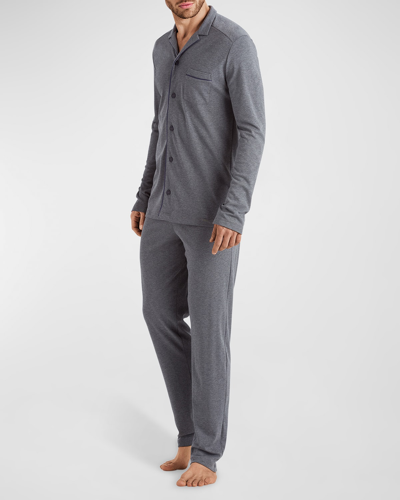 Shop Hanro Men's Night & Day Knit Pajama Set In Gray