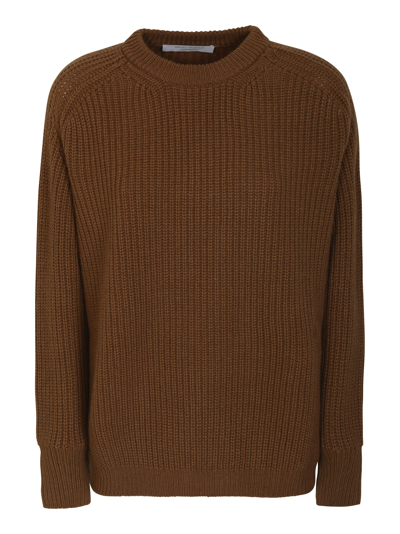Shop Saverio Palatella Rib Trim Woven Plain Sweater In Camel
