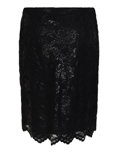 Shop Aspesi Laced Metallic Skirt In Black