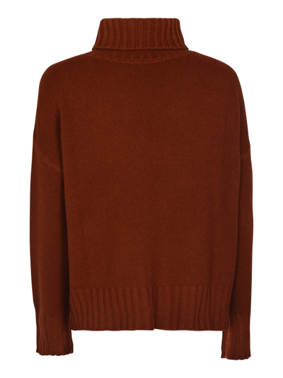 Shop Base Patched Pocket High Neck Ribbed Sweater In Red Ochre