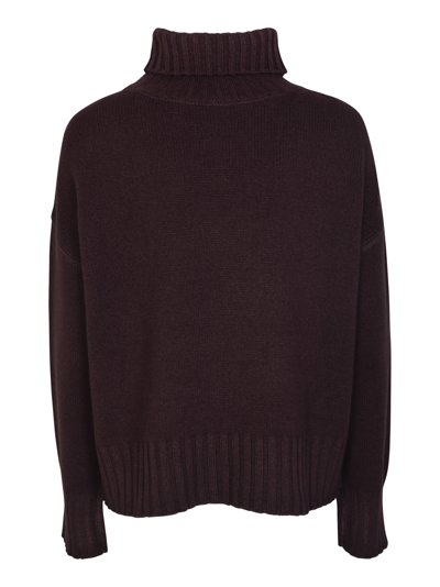 Shop Base Patched Pocket High Neck Ribbed Sweater In Prune