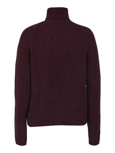Shop Base Roll Neck Ribbed Pullover In Prune