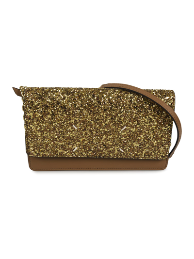 Shop Maison Margiela Glittery Shoulder Bag In Gold