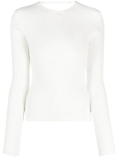 Shop Courrèges Elastic Wrists Rib Knit Sweater Clothing In White