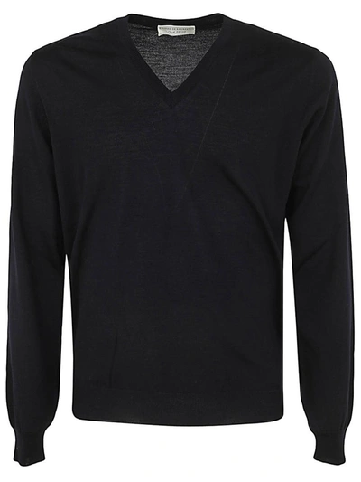 Shop Filippo De Laurentiis Royal Merino Long Sleeves V Neck Sweater Clothing In Grey