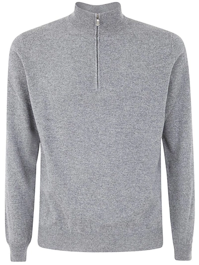 Shop Filippo De Laurentiis Wool Cashmere Long Sleeves Half Zipped Sweater Clothing In Grey