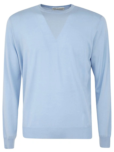 Shop Filippo De Laurentiis Wool Silk Cashmere Long Sleeves Crew Neck Sweater Clothing In Blue