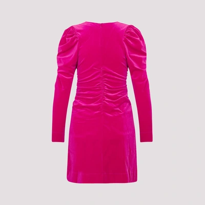Shop Ganni Velvet Mini Dress In Pink &amp; Purple