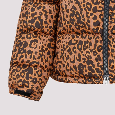 Shop Vetements Leopard Logo Puffer Jacket In Black