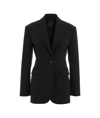 Shop Pinko Twill Satin Blazer In Black