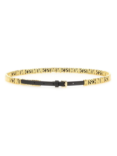 Shop Moschino Logo Plaque Belt In Black