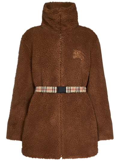 Shop Burberry Logo Embroidered High In Brown